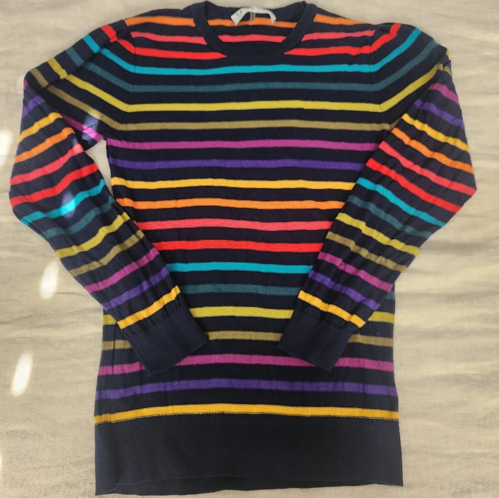 NWOT Trina Turk Collette Rainbow Stripe Crewneck Shirt